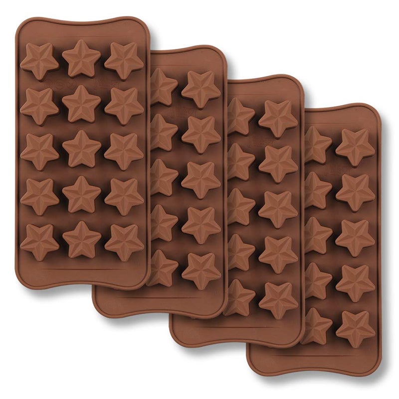 homEdge 15-Cavity Star Shaped Chocolate Mold, Set of 4PCS Non Stick Silicone Mold for Candy Chocolate Jelly, Ice Cube-Pay Attention to the Size - Image 1